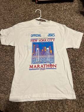 Vintage 1989 Twentieth New York City Marathon T-Shirt Asics Tiger Tag Size L